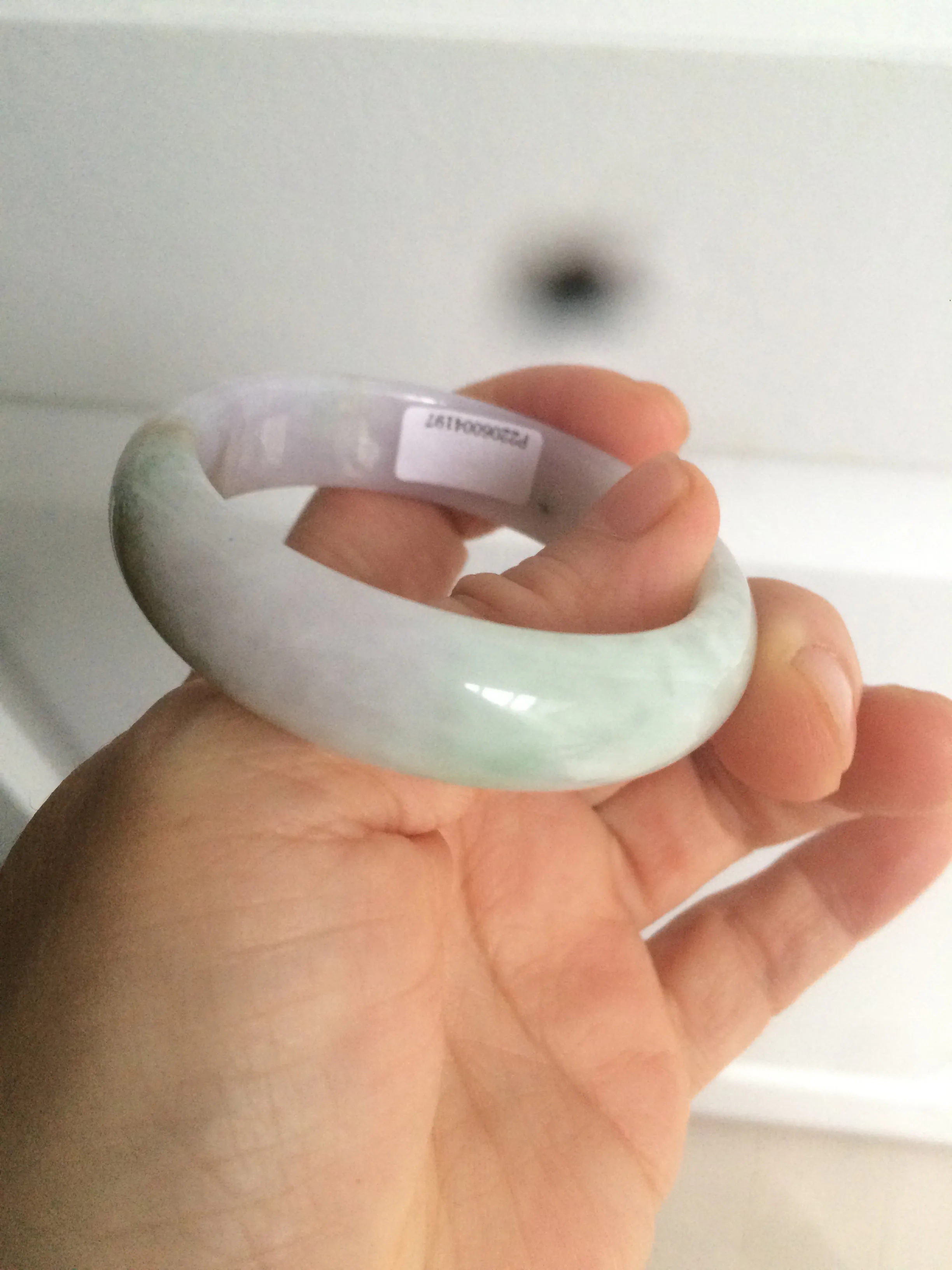 47.5mm Certified Type A 100% Natural light green/purple/brown (Fu Lu Shou) oval Jadeite Jade bangle AT57-4197