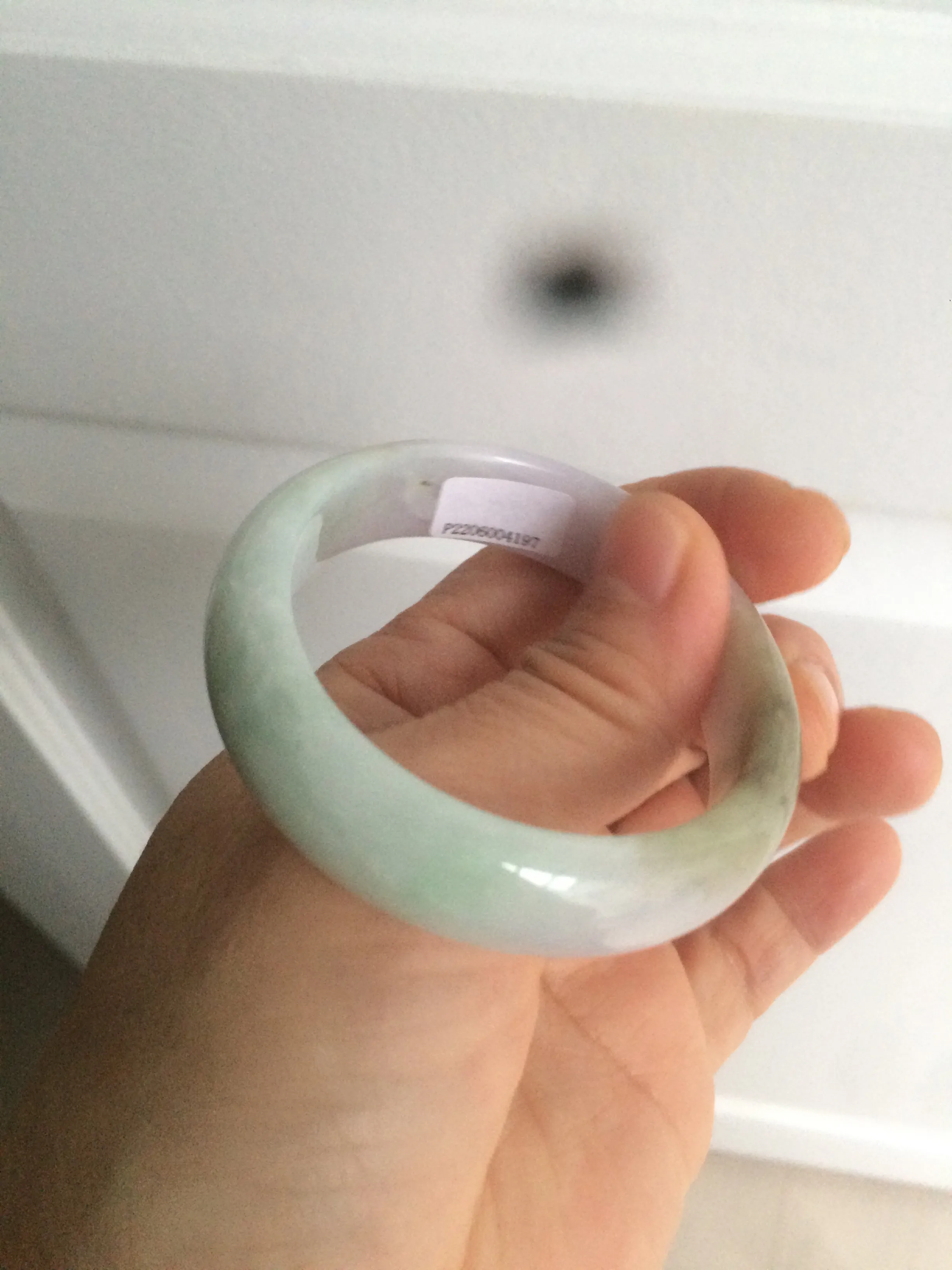 47.5mm Certified Type A 100% Natural light green/purple/brown (Fu Lu Shou) oval Jadeite Jade bangle AT57-4197