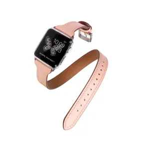 Blush Pink Leather Apple Watch Double Tour Band & Bracelet Strap