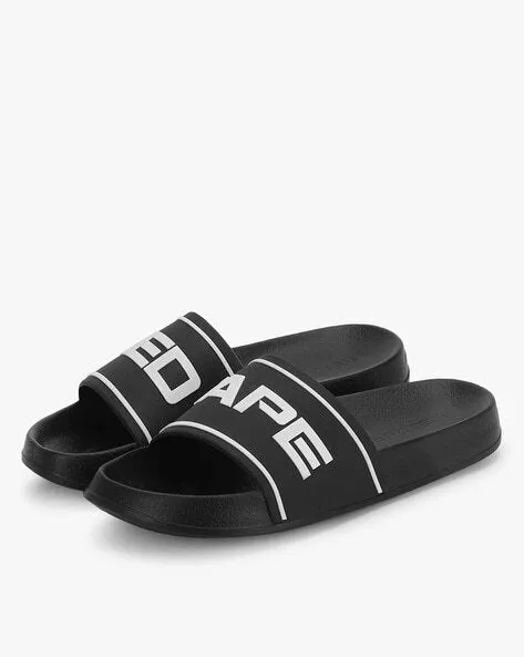 Brand Print Sliders with Contrast Stripes0RFF0081