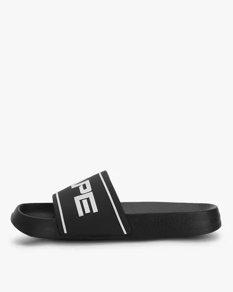 Brand Print Sliders with Contrast Stripes0RFF0081