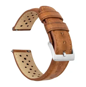 Caramel Brown Racing Horween Leather Watch Band