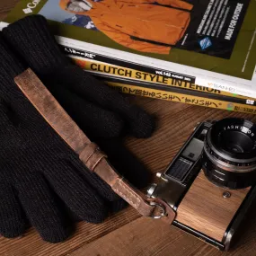 Hand Aged Leather Camera Wrist Strap 000