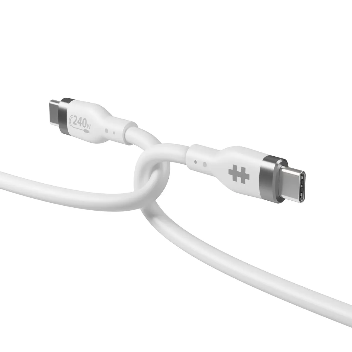 HyperJuice 240W Silicone USB-C to USB-C Cable (6ft/2m) - White