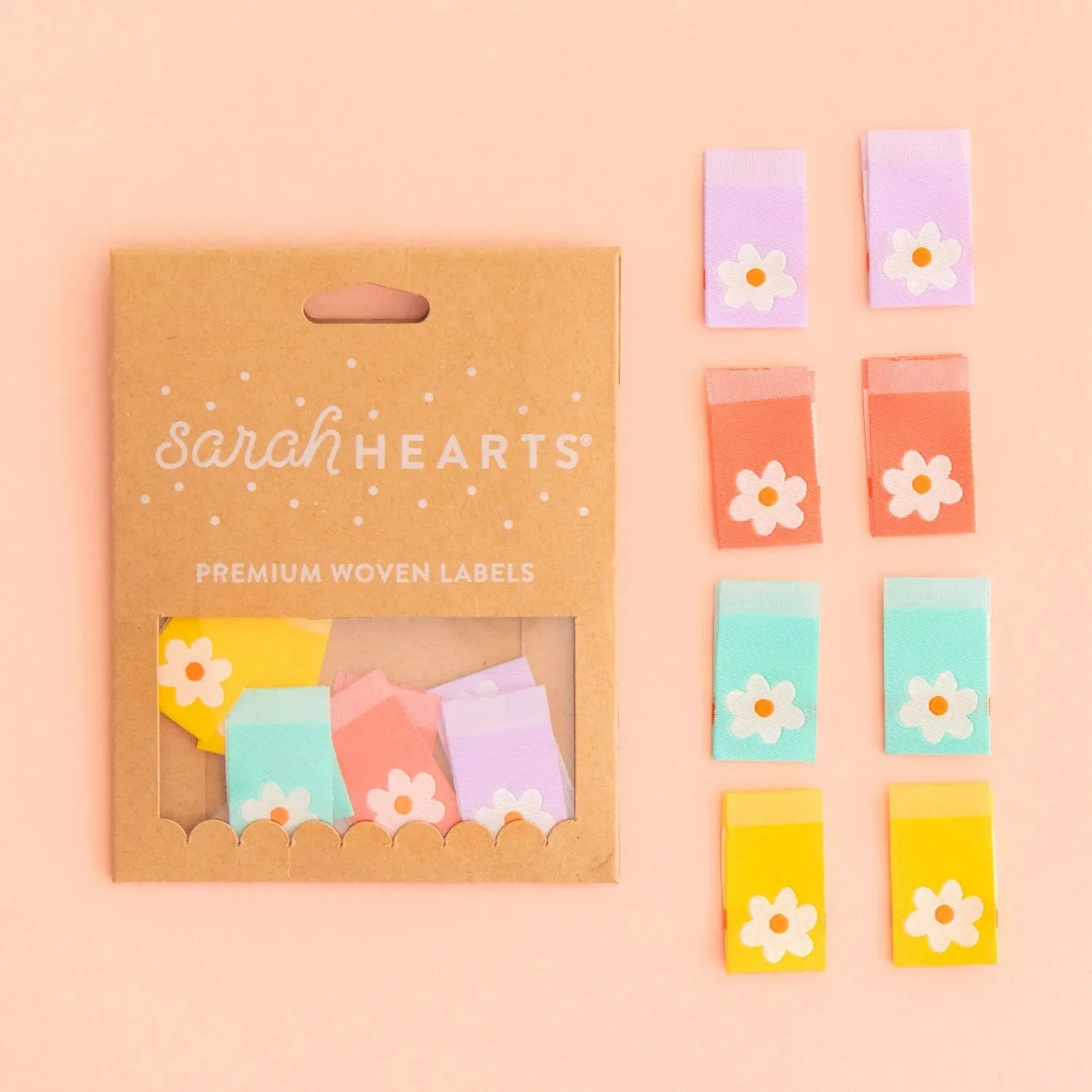 Notions: Sarah Hearts Woven Labels "DAISY MULTIPACK"- 1 Pack