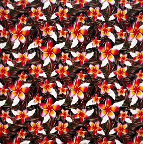 Plumeria & Tropical Leaves Print Fabric | Rayon Poplin