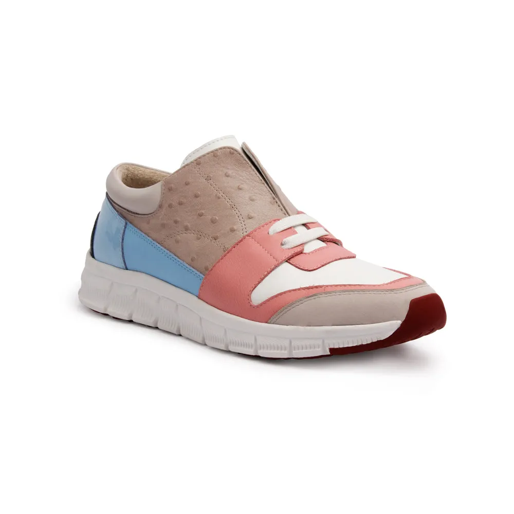 Women's Midnight Rider Pink Gray Blue Leather Sneakers 91291-158